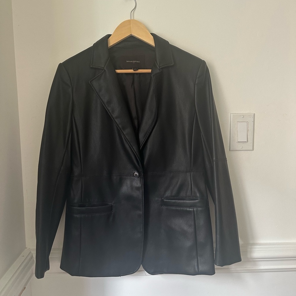 Banana Republic Black Leather Blazer